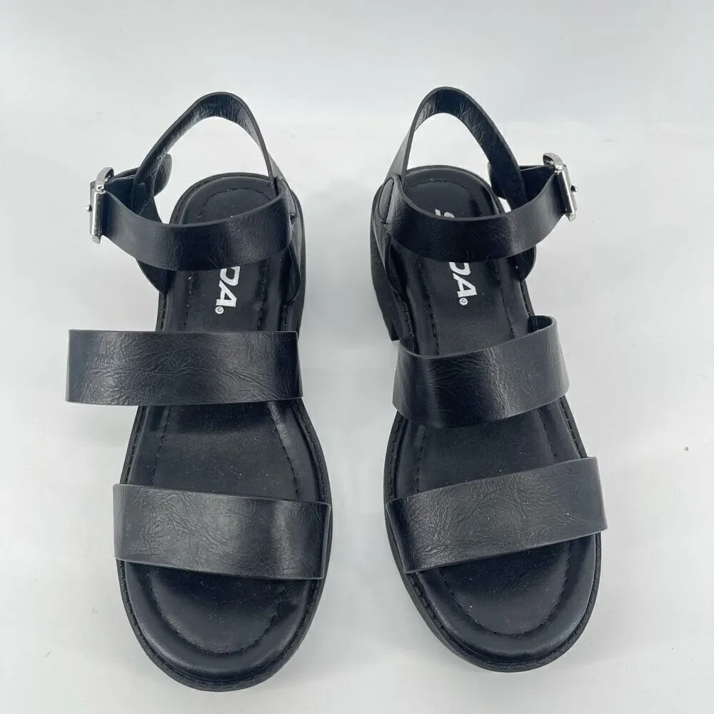 SODA Account Girls Black Platform Sandals Size 3 Y2K Chunky Heel Open Toe Shoes